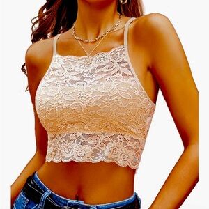 Avidlove Elegant Lace Crop Top - Cream